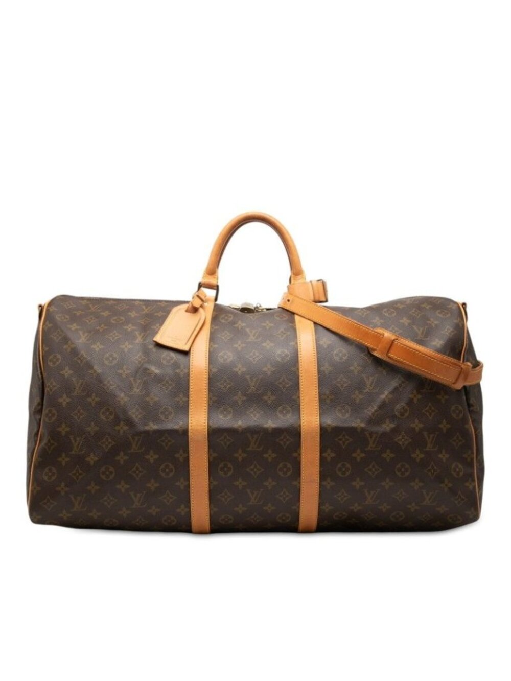 Louis Vuitton Monogram Keepall Bandouliere 60 Boston Bag 2-Way Brown Leather